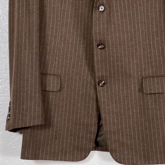 Hickey Freeman Madison Worsted Wool Pinstripe Blazer in Brown Men's Size 44R - Picture 4 of 9